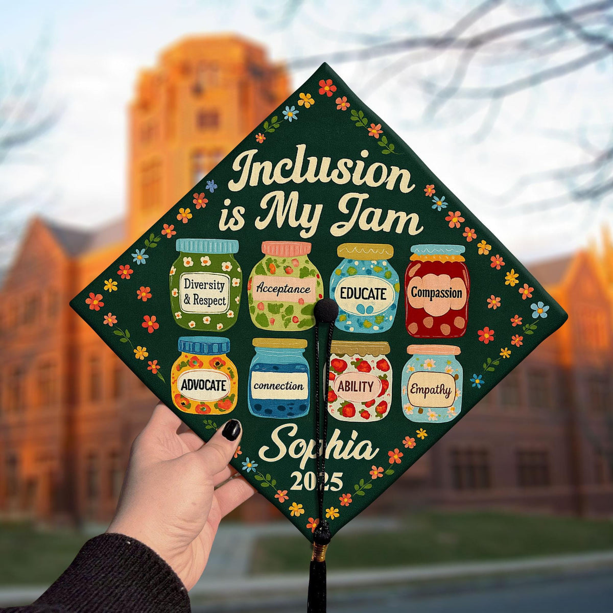 Personalized Teacher Graduation Cap Topper, Teacher Grad Cap Topper, Custom Teacher Grad Cap Topper, Inclusion is my Jam Grad Cap