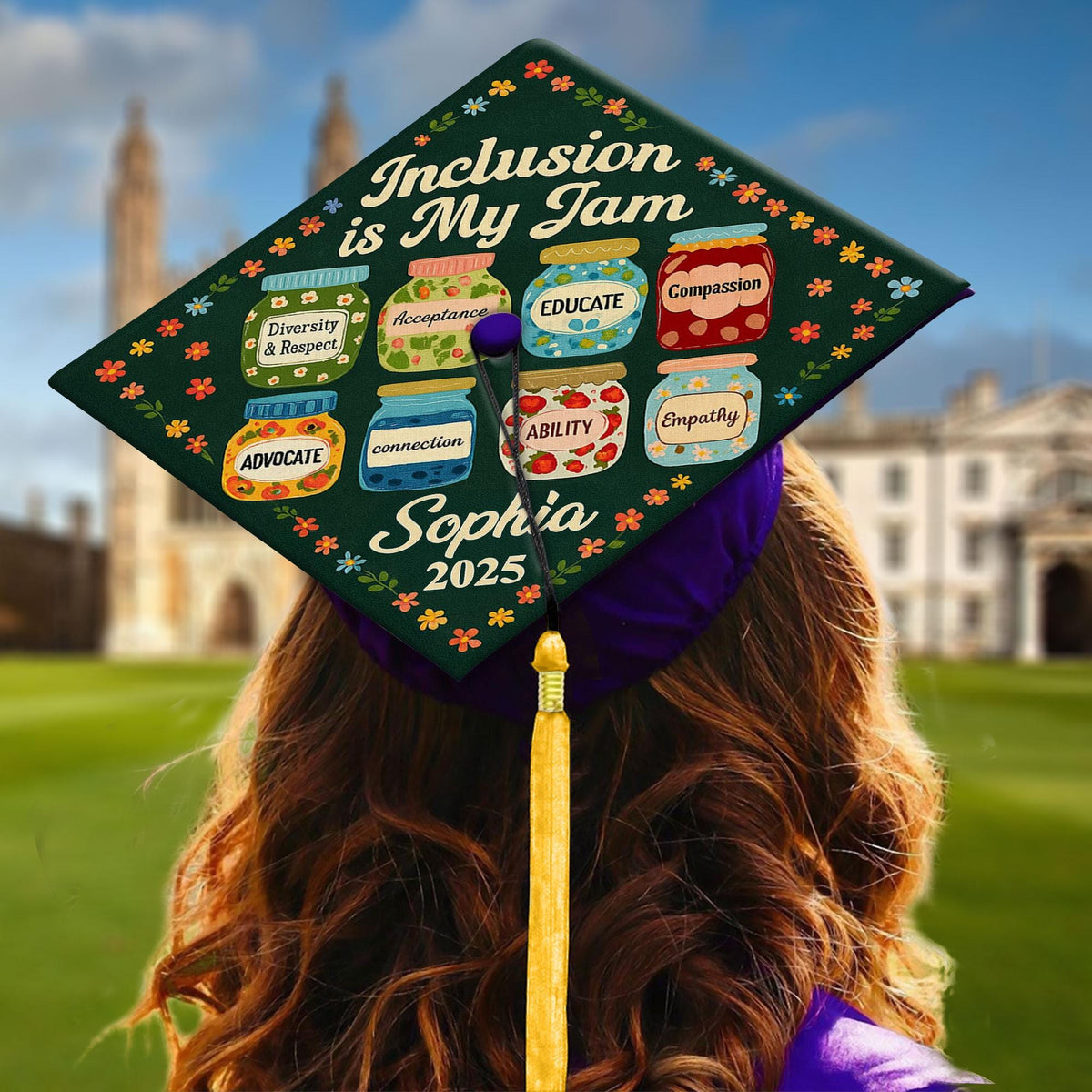 Personalized Teacher Graduation Cap Topper, Teacher Grad Cap Topper, Custom Teacher Grad Cap Topper, Inclusion is my Jam Grad Cap