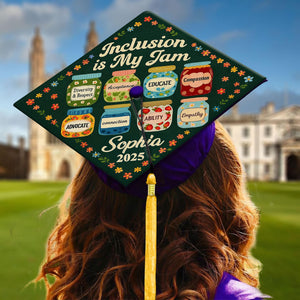 Personalized Teacher Graduation Cap Topper, Teacher Grad Cap Topper, Custom Teacher Grad Cap Topper, Inclusion is my Jam Grad Cap