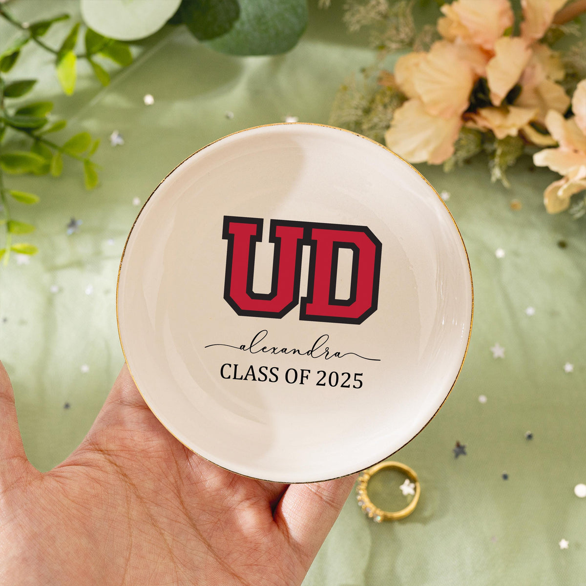 Custom University Logo Trinket Ring Dish,Graduation Gift For Her,Personalized Graduation gift,Class of 2025 Graduation Gift,Graduation Gift