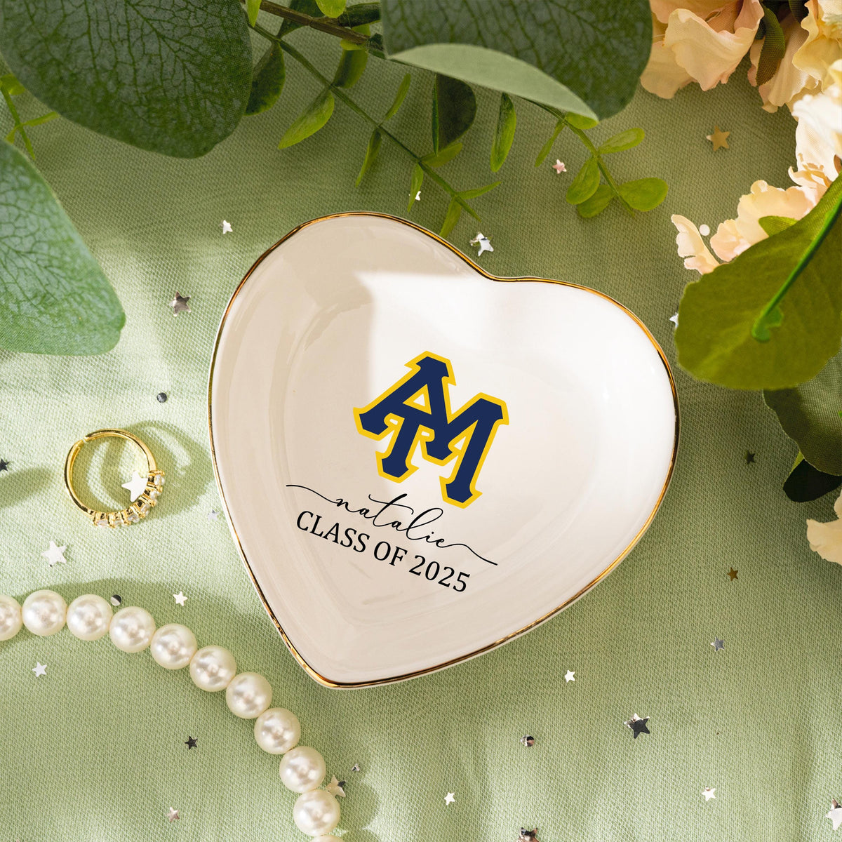 Custom University Logo Trinket Ring Dish,Graduation Gift For Her,Personalized Graduation gift,Class of 2025 Graduation Gift,Graduation Gift