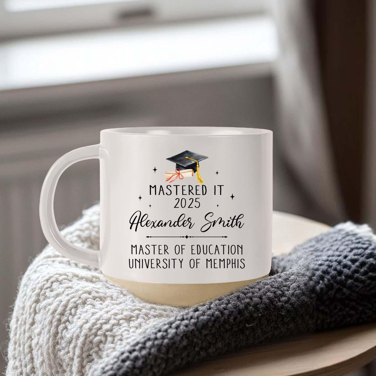 Custom Masters Degree Pottery Mug, Graduation Gift For Her Him, Mastered It 2025 Mug, Graduation Master's Degree,Gift Graduate Personalized
