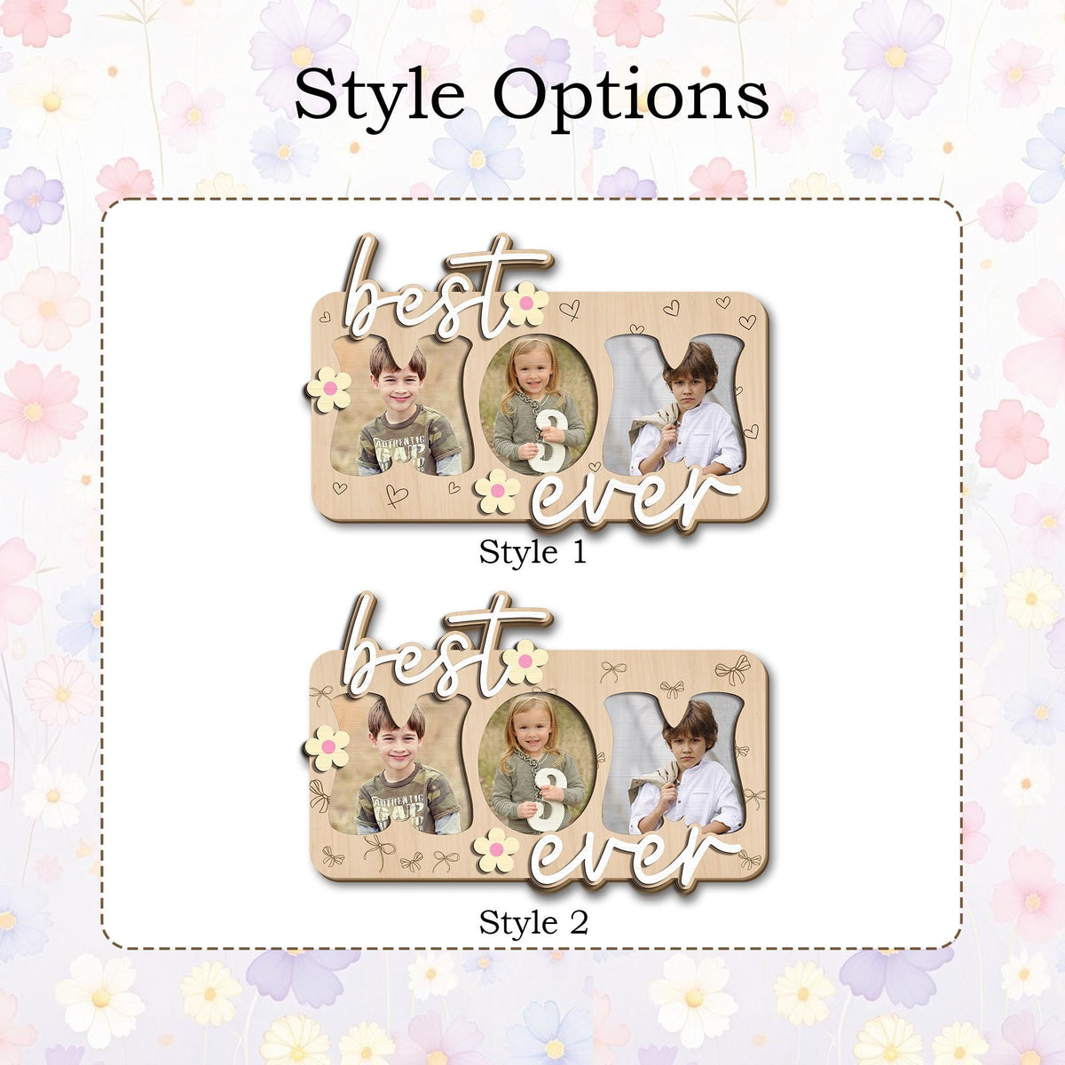 Best Mom Ever Mothers Day Photo Frame, Custom Picture Frame, Mother's Day Gift, Mom and Kids Photo Wall Sign, Wood Stand, Mom Birthday Gift