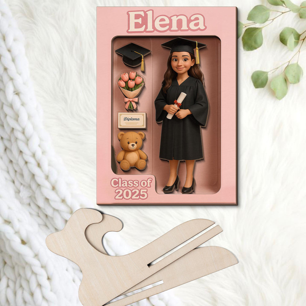 Custom Graduation Wooden Sign, 3D Effect Graduate Action Figure Pack, Personalized Photo Gift, Class of 2025 Decor