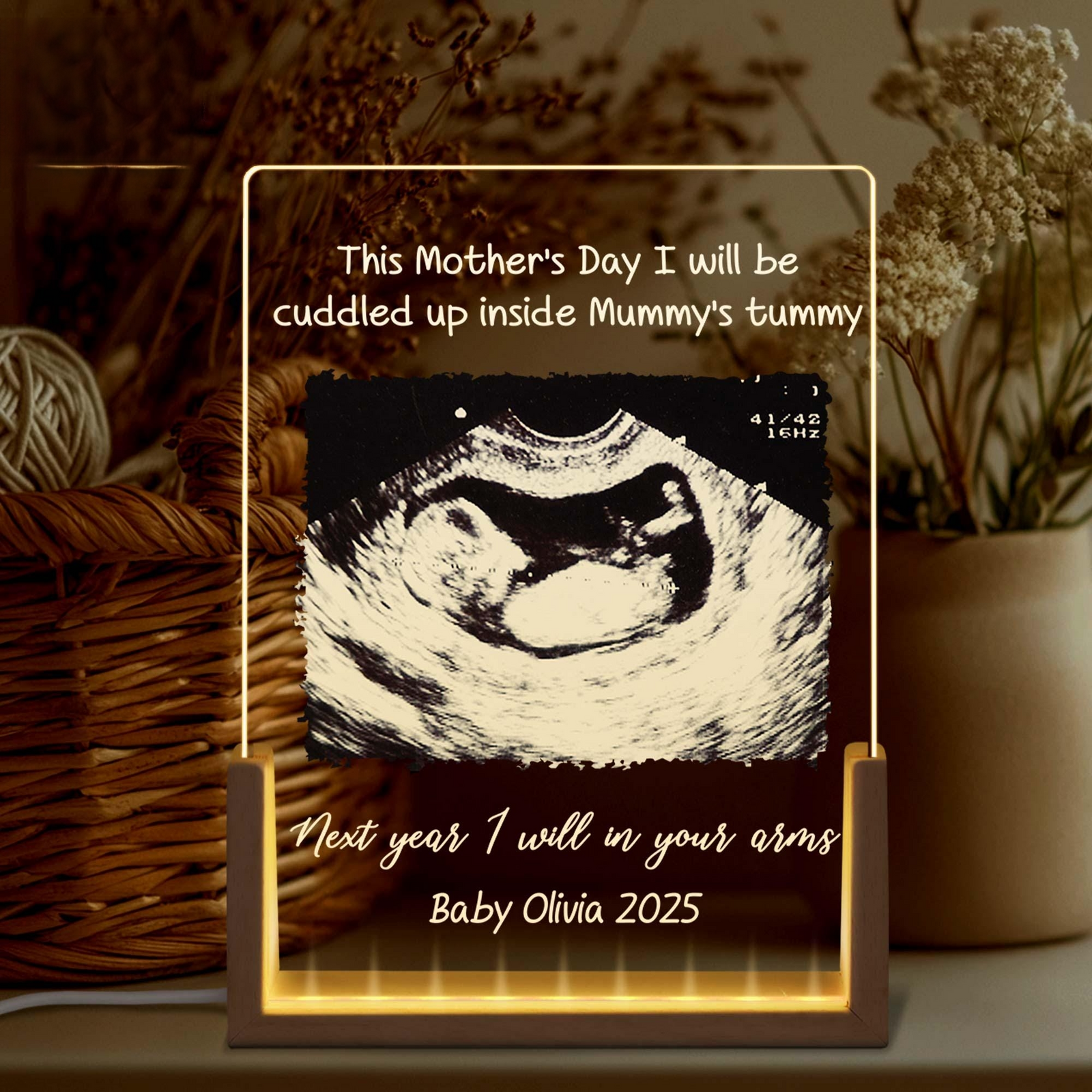 Pregnant Mom Gift, Personalised First Mother s Day Photo LED Night Light, Pregnancy Announcement, Expecting Mother Gift, New Mom Gifts