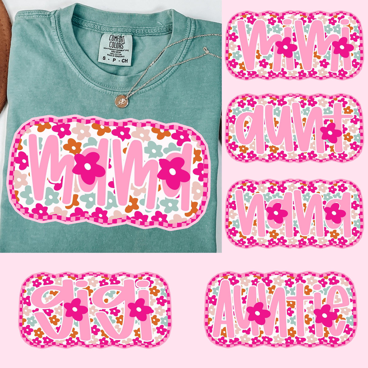 Floral Mama, Preppy Mama, Mama Flower, Retro Mama, Mothers day, Custom Mama Shirt, Pink Mama bundle , Pink Mama