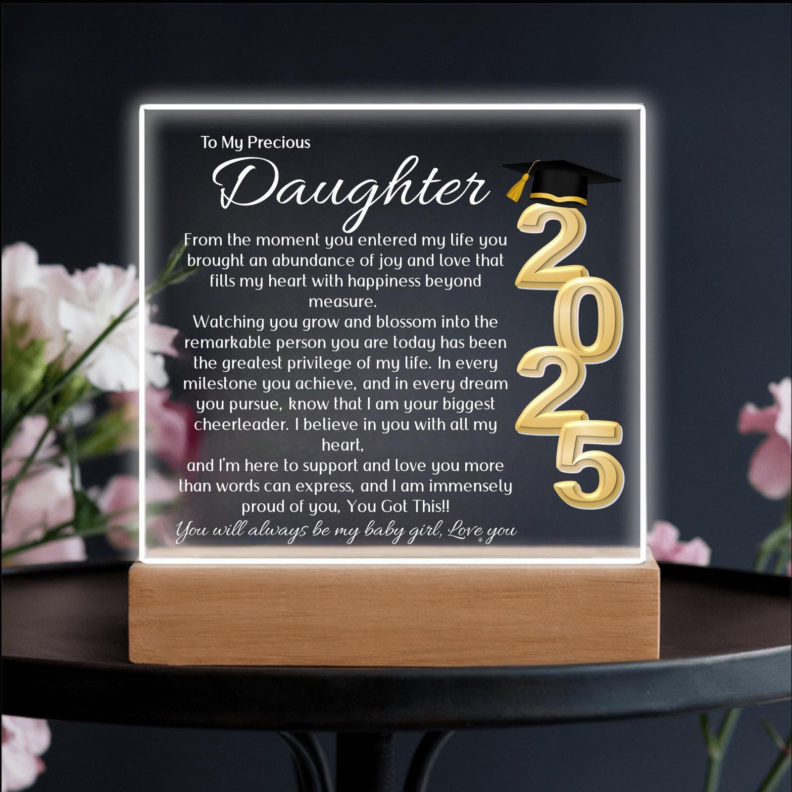 Daughter Gift for Graduation 2025 Promotion gift for her Graduation gift for Daughter Acrylic Plaque Color Changing Nightlight