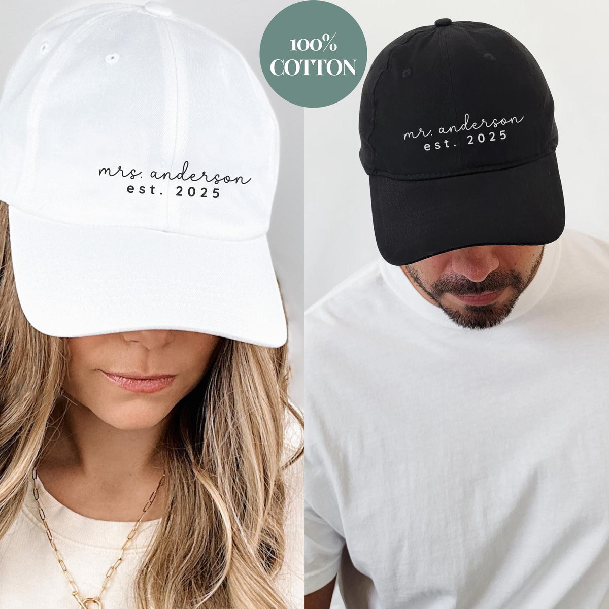 Personalized Mrs Hat Custom Wedding Gift Newlywed Gift Idea Wedding Date Hat Bride Accessory Anniversary Gift Custom Honeymoon Hat Bridal