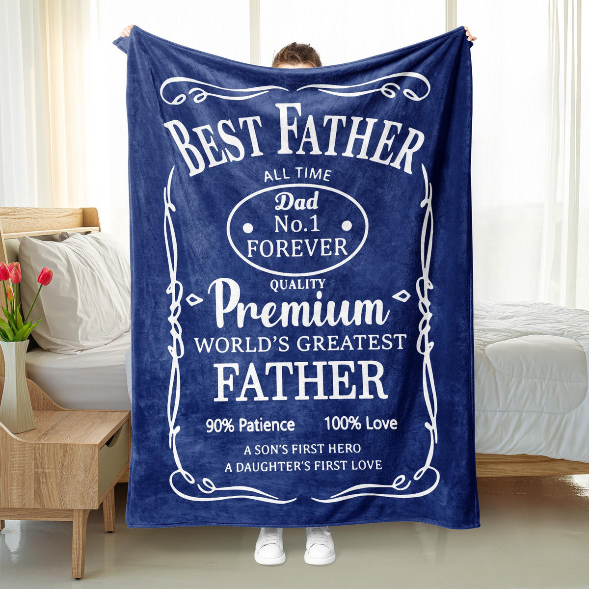 Personalized Dad Blanket, Custom Names Wine Theme Throw Blanket, Father's Day Gift, Gift for Dad or Grandpa, Wine Lover Dad Blanket