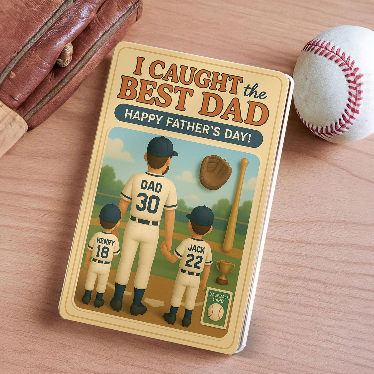 Father's Day 2025 Gift, We Caught the Best Dad Baseball Custom Figure Personalized Acrylic Block Plaque, Personalized Gift for Dad, Husband