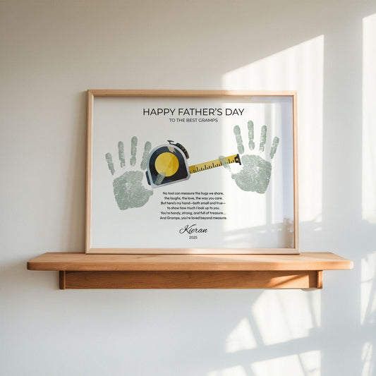 Editable Fathers Day Handprint Poem for Kid, Tape Measure Gift for Father Day Grandpa, Tool Dad Bday Hand Print Art Printable, Father Wooden Sign