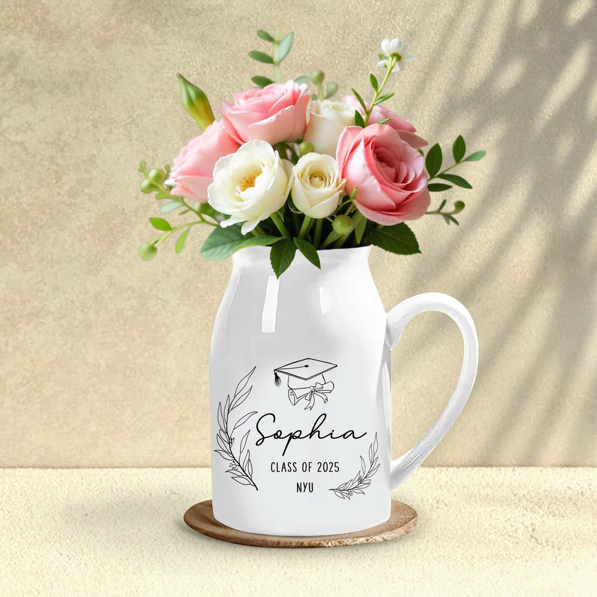 Personalized Graduation Flower Vase,College University High School Graduation Gift,Keepsake For Graduating,Masters Degree Gift,Class Of 2025
