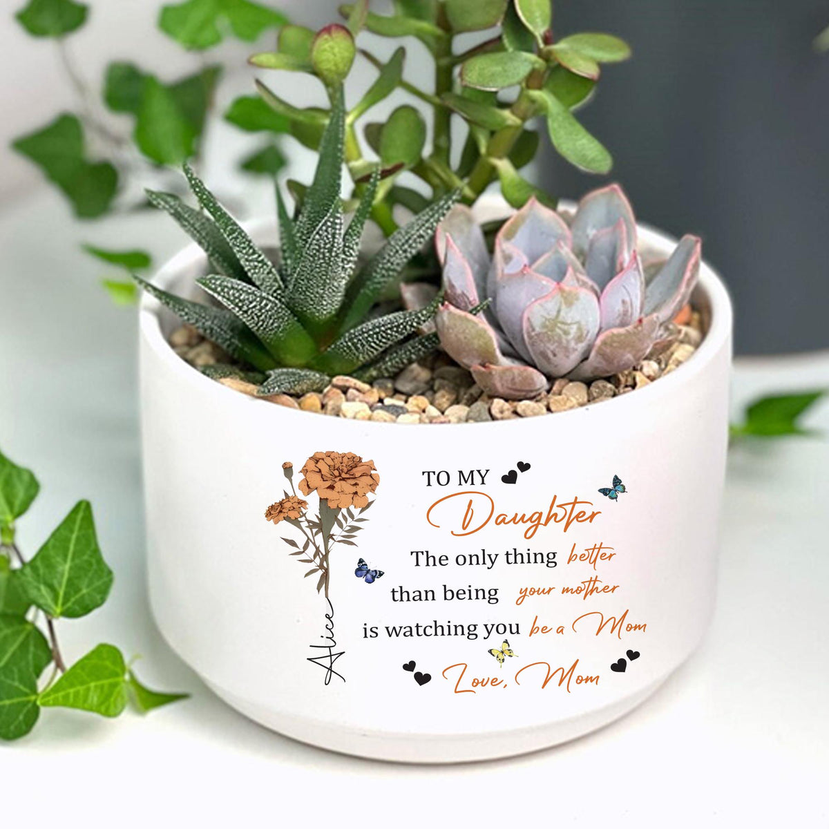 Personalized To My Daughter From Mom Plant Pot, Watching You Be a Mom Pot, New Mom Gift, Mothers Day Pot, Floral Pot Gift for Daughter