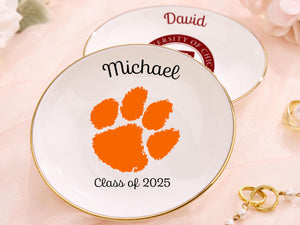 Personalized Name W/ College logo Ring Dish, University Jewelry Dish,College Trinket Jewelry Dish,Class of 2025,Custom Graduation Gift