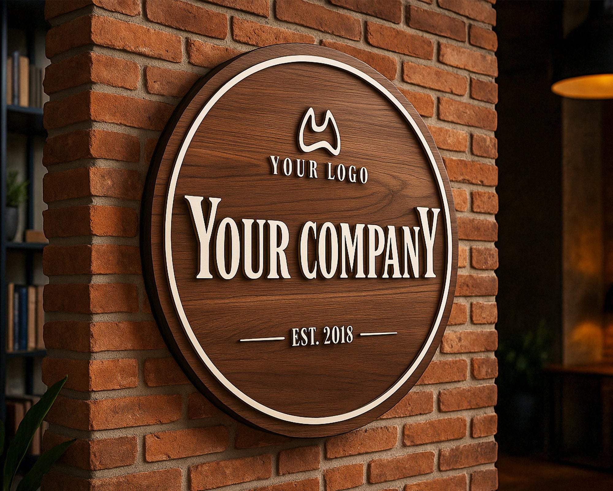 Personalized Wooden Logo Sign, Wooden Round Sign, Custom Wood Office Sign, Business Commerical Signage, Shop Logo Sign, Laser Cut Logo Sign