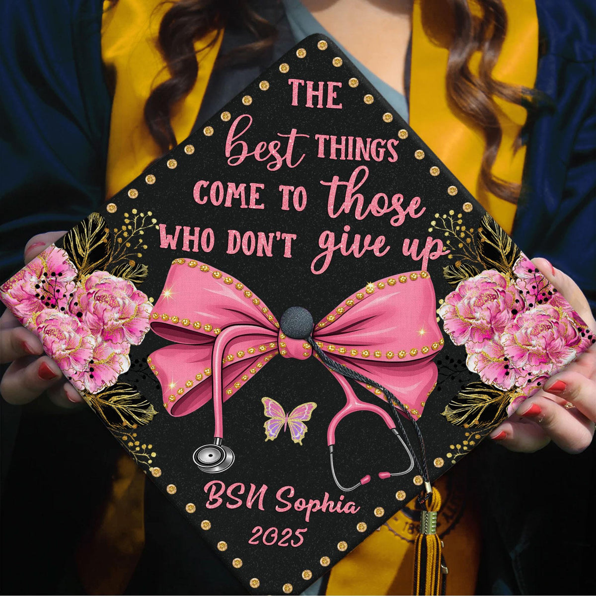 Personalized RN - Registered Nurse Graduation Cap Topper, BSN - Bachelor Of Science In Nursing Cap Topper, Best Nurse Graduation Accessory