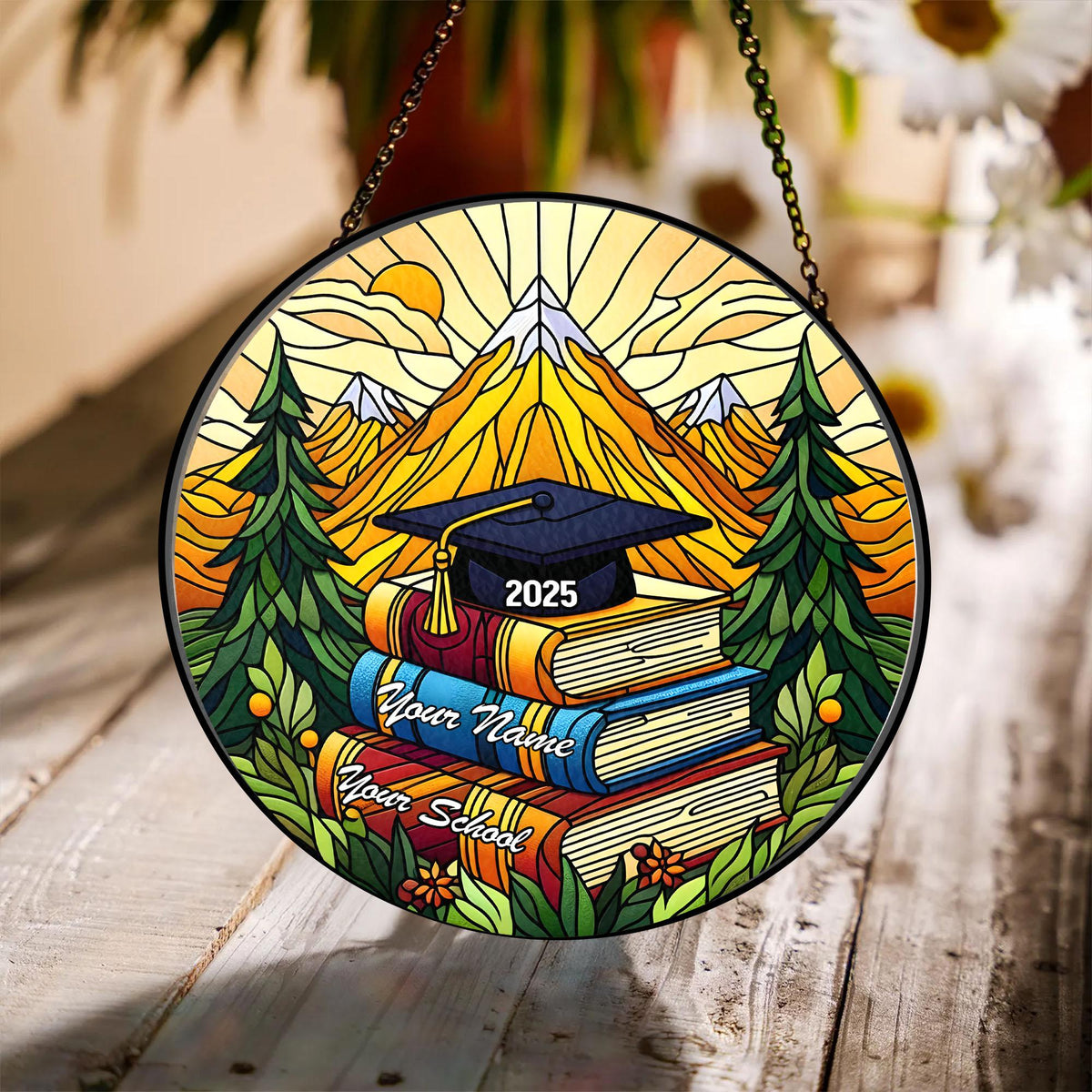 Personalized Graduation Stained Glass, Personalized Class of 2025 Ornament, High School Graduation Gift, College Graduated,New Graduate Gift