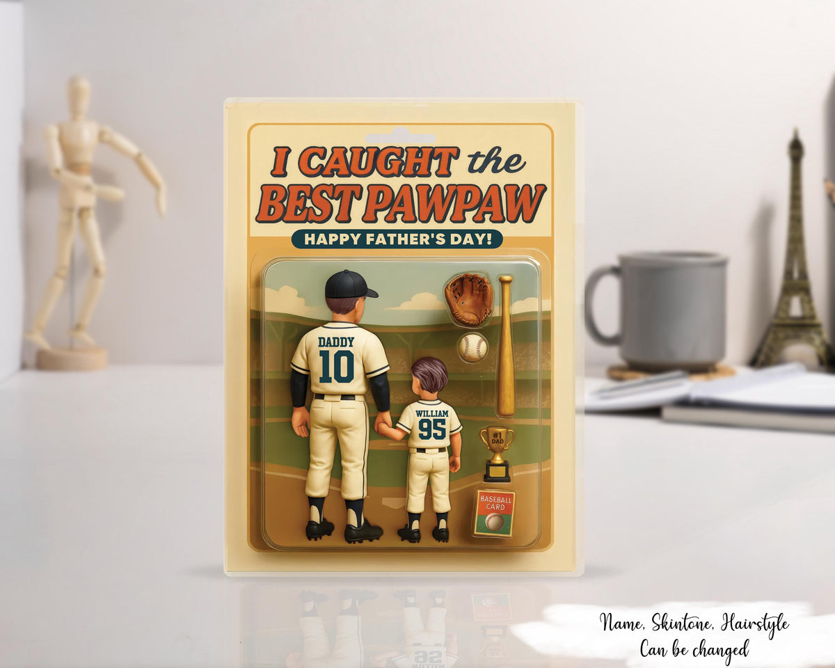 Personalized Fathers Day Gift We Caught The Best Dad Throwing Ball, 3D Effect Baseball Acrylic Block Plaque, Father Day Gift For Dad, Gift For Husband