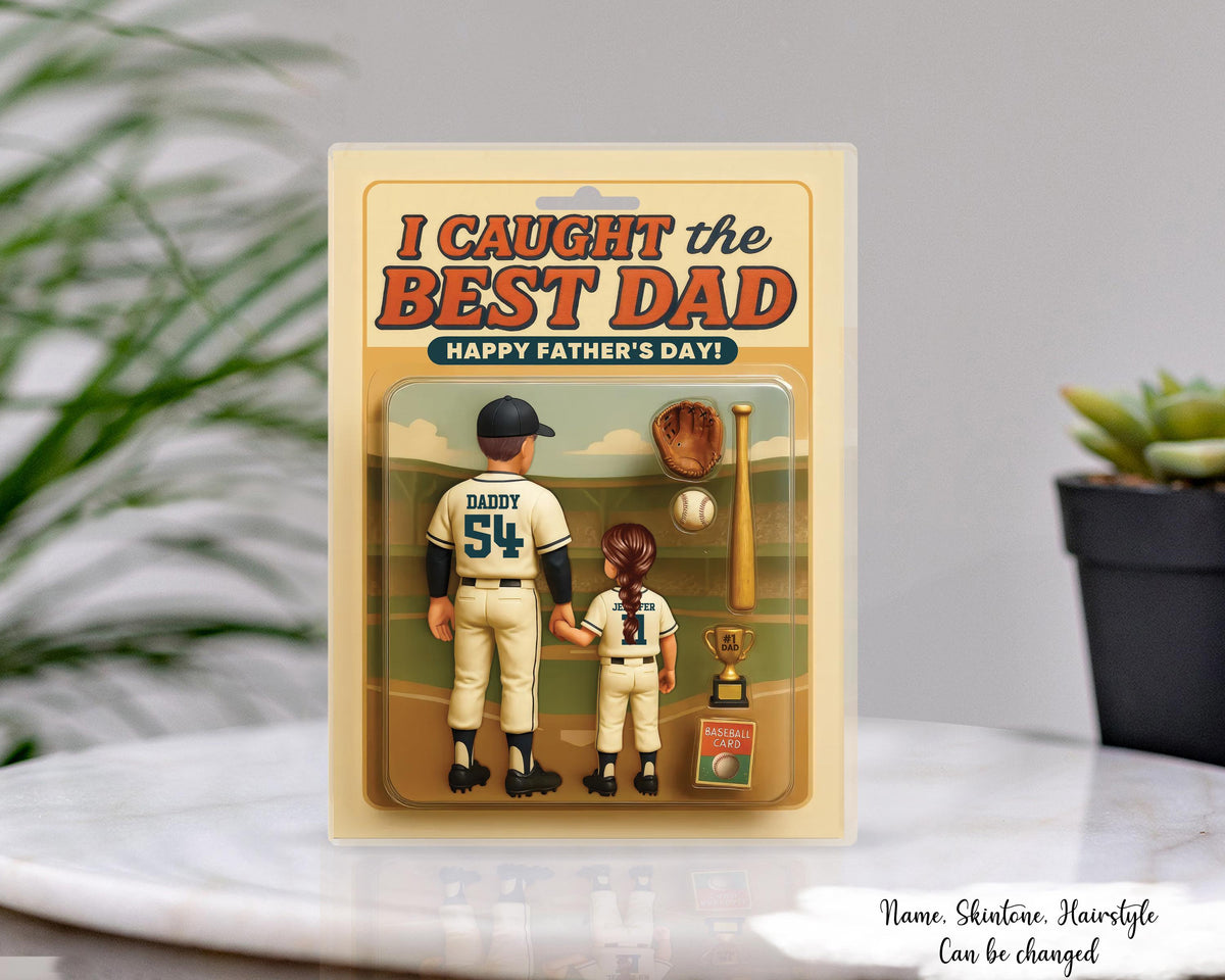 Personalized Fathers Day Gift We Caught The Best Dad Throwing Ball, 3D Effect Baseball Acrylic Block Plaque, Father Day Gift For Dad, Gift For Husband