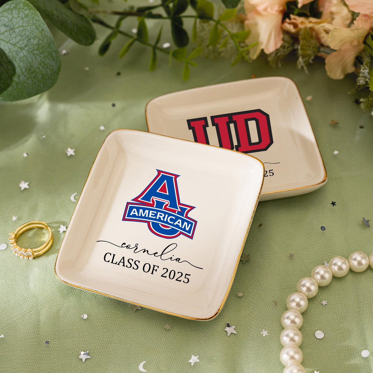 Custom University Logo Trinket Ring Dish,Graduation Gift For Her,Personalized Graduation gift,Class of 2025 Graduation Gift,Graduation Gift