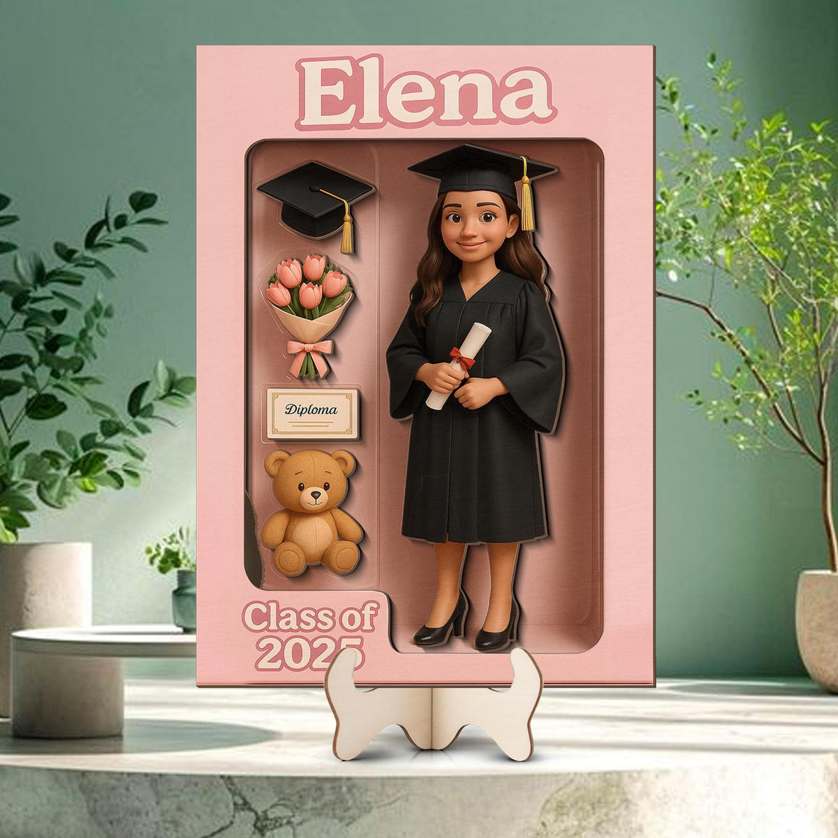 Custom Graduation Wooden Sign, 3D Effect Graduate Action Figure Pack, Personalized Photo Gift, Class of 2025 Decor