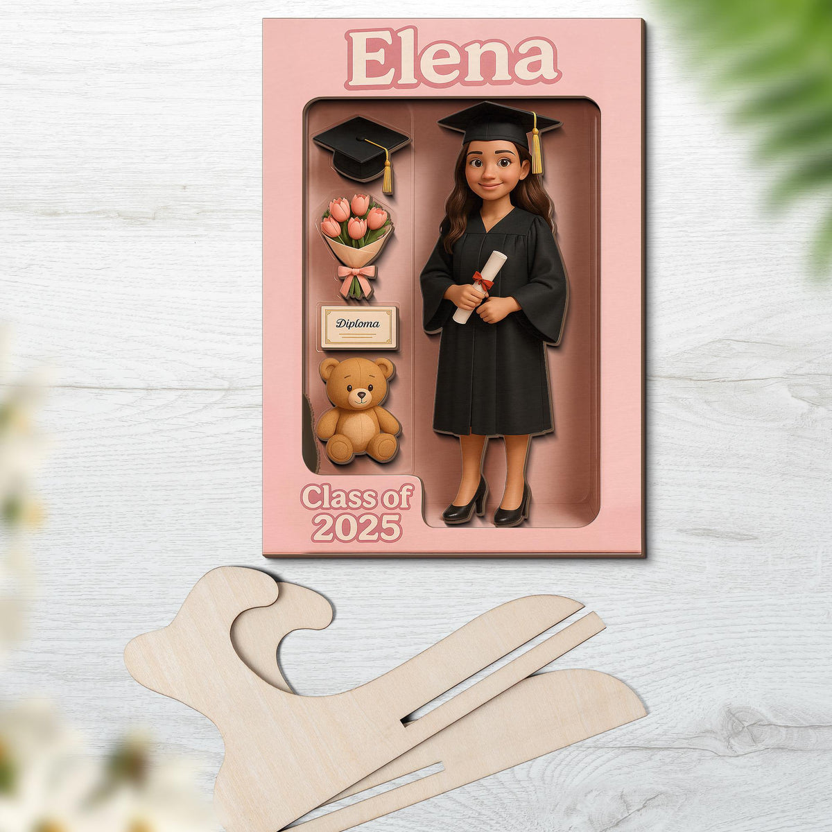 Custom Graduation Wooden Sign, 3D Effect Graduate Action Figure Pack, Personalized Photo Gift, Class of 2025 Decor