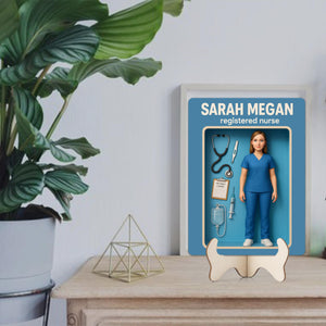Personalized Nurse Cartoon Action Figure Wooden Sign Custom Photo Plaque Nurse Gift for Her Office or Clinic Decor, 3D Effect
