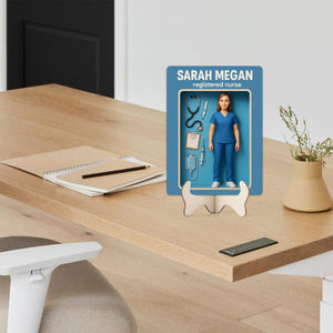 Personalized Nurse Cartoon Action Figure Wooden Sign Custom Photo Plaque Nurse Gift for Her Office or Clinic Decor, 3D Effect