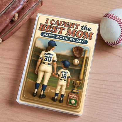 We Caught the Best Mom Baseball Custom Figure 3D Effect Personalized Acrylic Block Plaque, Personalized Mother's Day Gift for Mom, Gifts for Mom, Wife