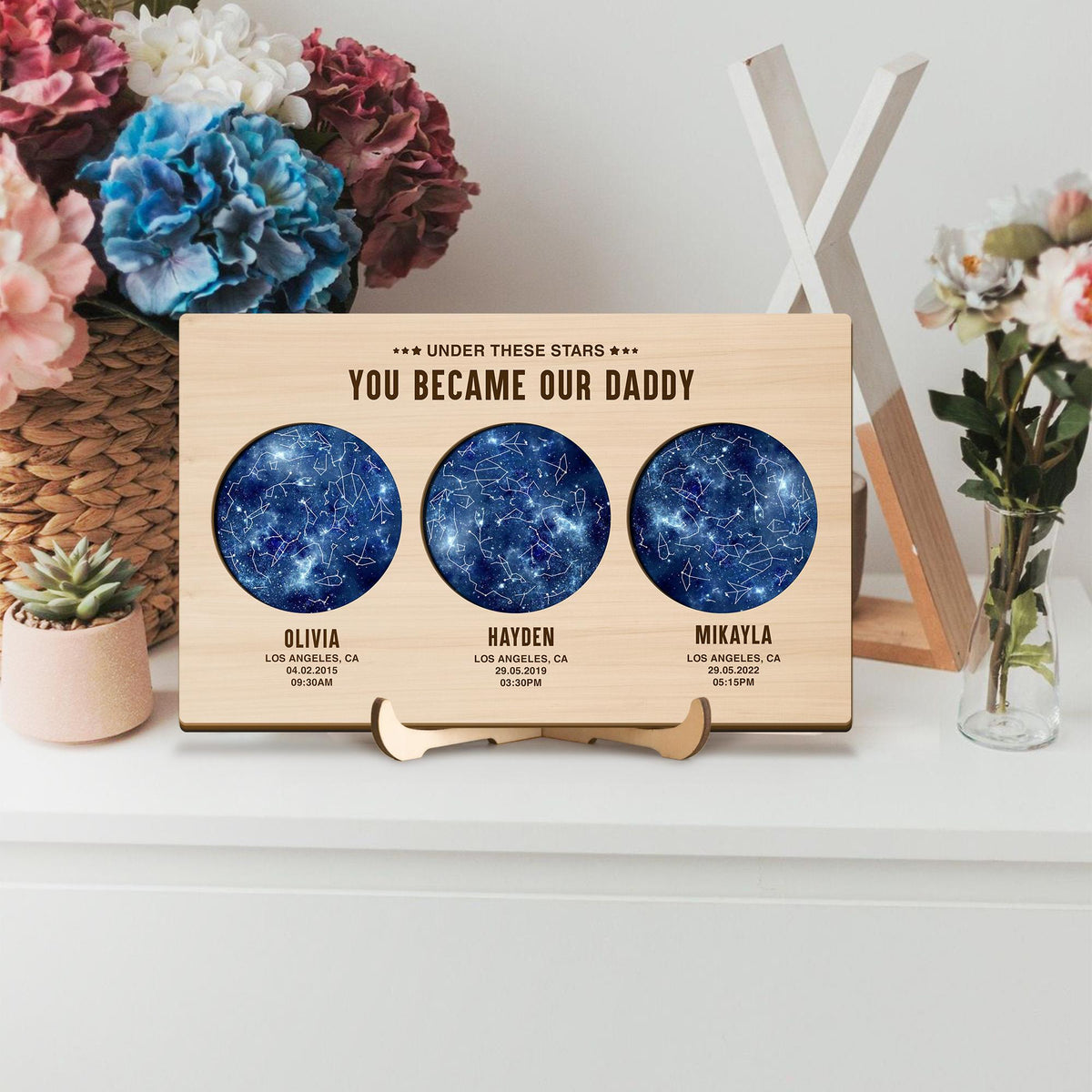 The Night You Became My Daddy Star Map Children Gift For Dad Fathers Day Gift From Kids Son Gift For Dad From Daughter Wooden Sign Best Dad