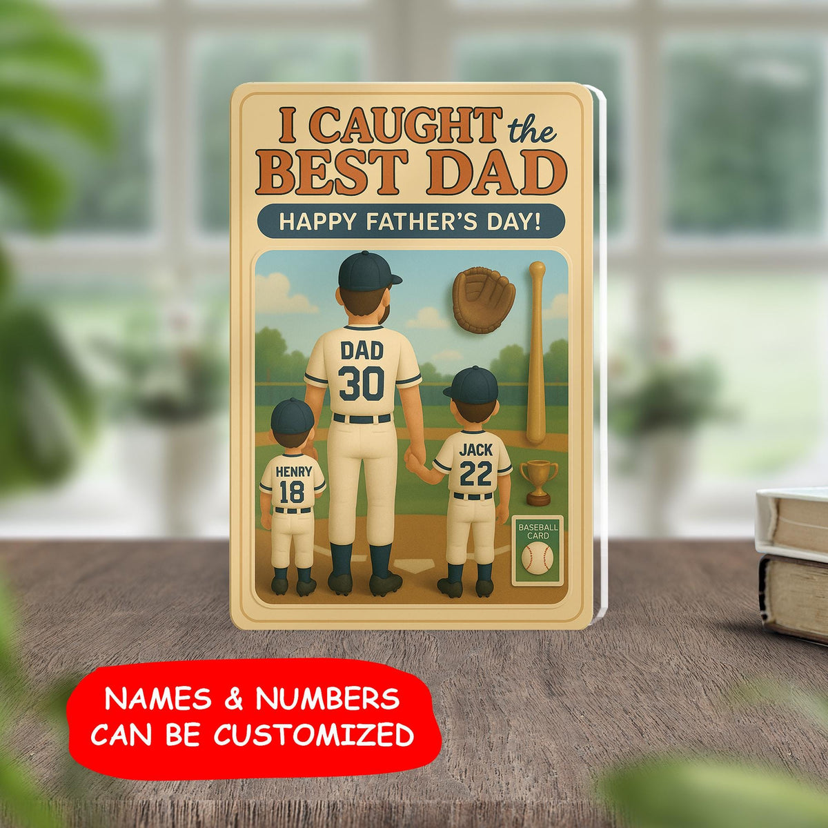 Father's Day 2025 Gift, We Caught the Best Dad Baseball Custom Figure Personalized Acrylic Block Plaque, Personalized Gift for Dad, Husband