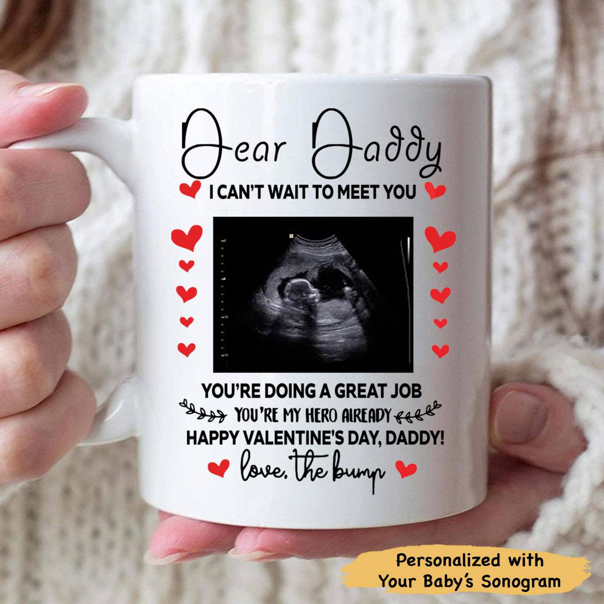 Personalized Daddy Happy Valentine s Day The Bump Mug Gift For Dad to be