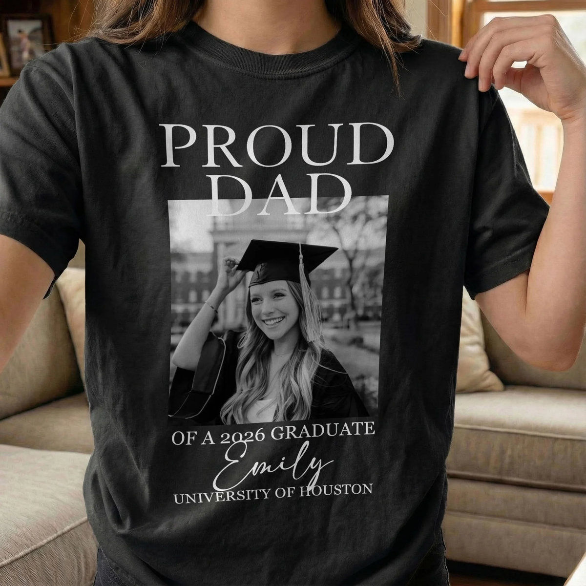 Custom Graduation Shirt Proud Family Of Graduate 2026 Senior Picture Grad T-Shirt