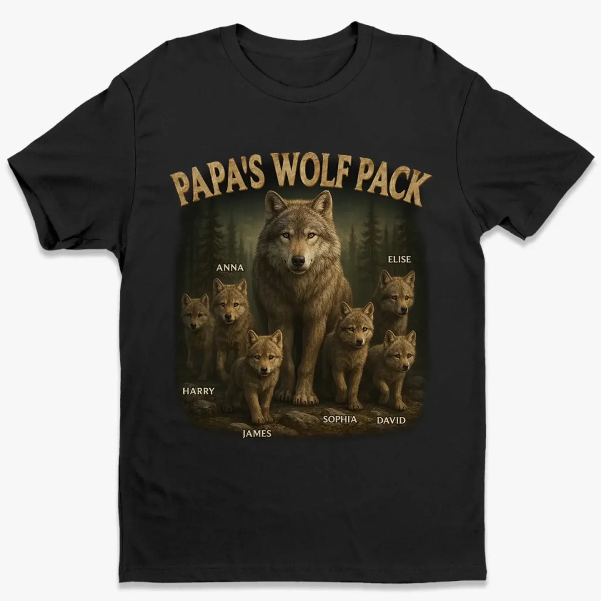Papa s Wolf Pack - Personalized T-shirt For Father's Day Birthday Gifts For Dad, Grandpa