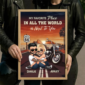 Bikers Couple Riding Partners for Life - Personalized Poster - Gift for Him, Gift for Her
