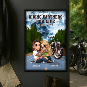 Bikers Couple Riding Partners for Life - Personalized Poster - Gift for Him, Gift for Her