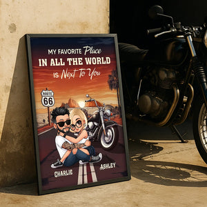 Bikers Couple Riding Partners for Life - Personalized Poster - Gift for Him, Gift for Her