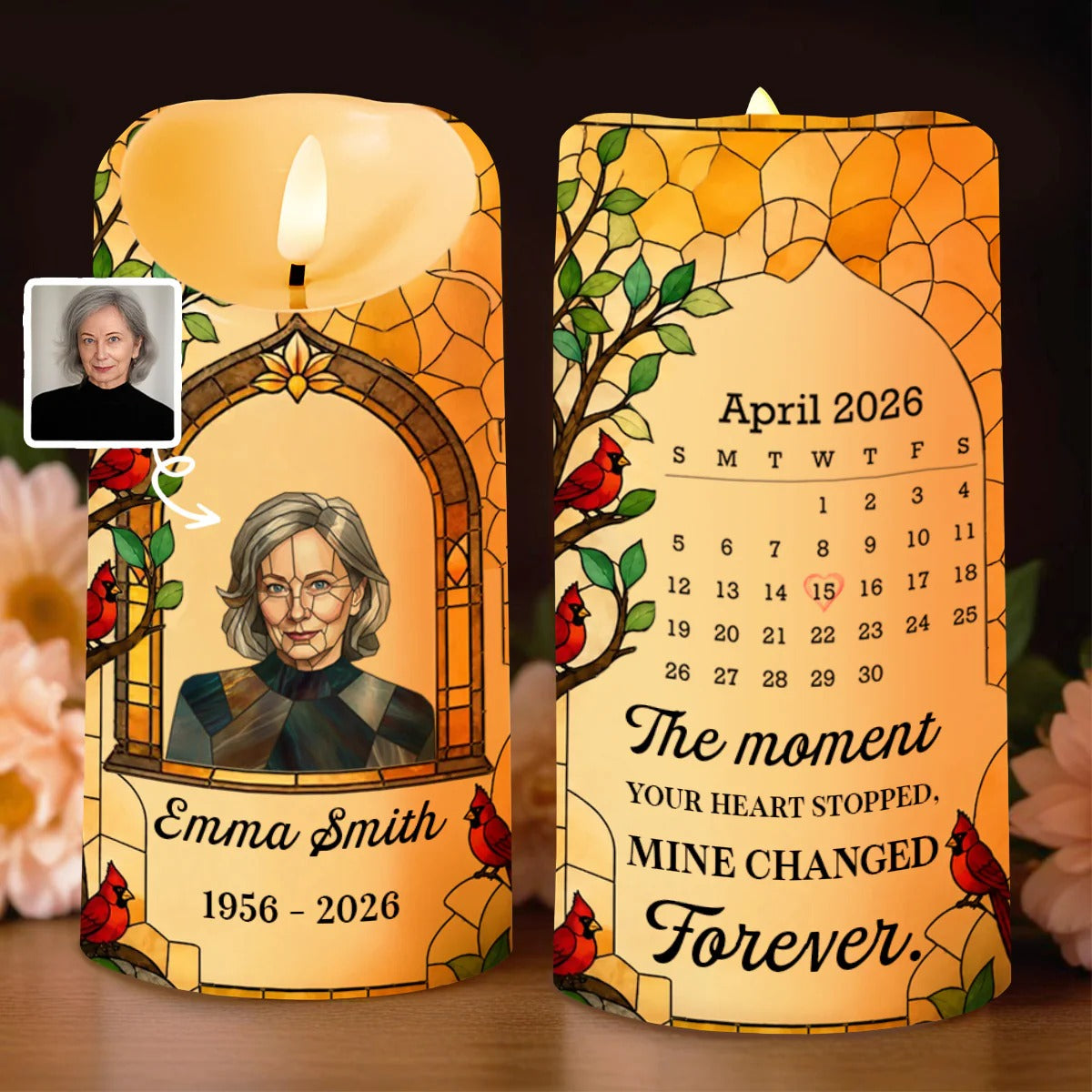 The Moment Your Heart Stopped, Personalized LED Candle, Memorial Gift
