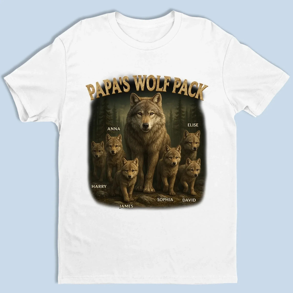Papa s Wolf Pack - Personalized T-shirt For Father's Day Birthday Gifts For Dad, Grandpa