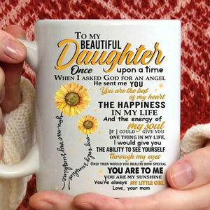 To My Daughter Sunflower Coffee Mug from Mom, Inspirational Daughter Gift Mug, Birthday Gift for Daughter Mother's Day Gift