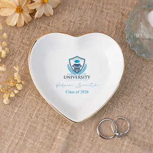 Custom College Logo Trinket Dish, Graduation Jewelry Dish,University Pride Trinket Tray,College Dorm Decor,End of Year Gifts,Alumni Gifts
