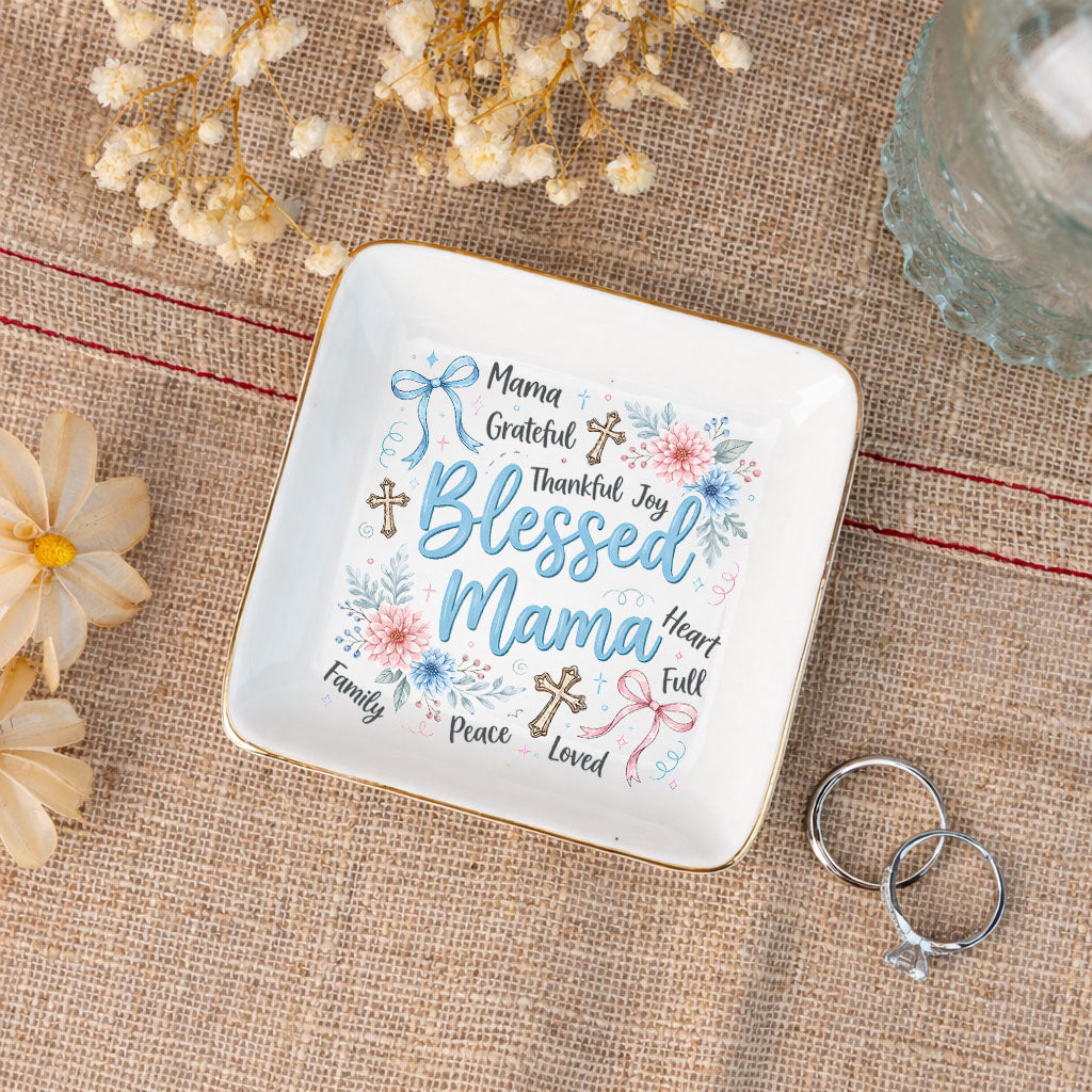 Personalized Mom Jewery Plate, Mothers Day Gift , Choose Your Design , Floral Mom Tee, Gift For Mom