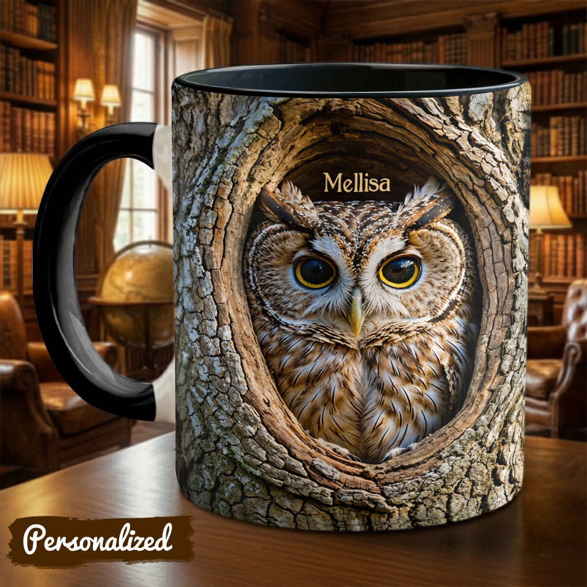 Owl Accent Mug Personalized Silent Watcher 2D Print