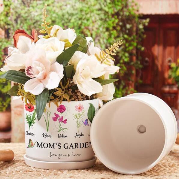 Personalized Flower Pot For Grandmas Garden Gift for Grandma, Birth Flower Mom Gifts from Daughter, Personalized Gifts for Mothers Day Gifts