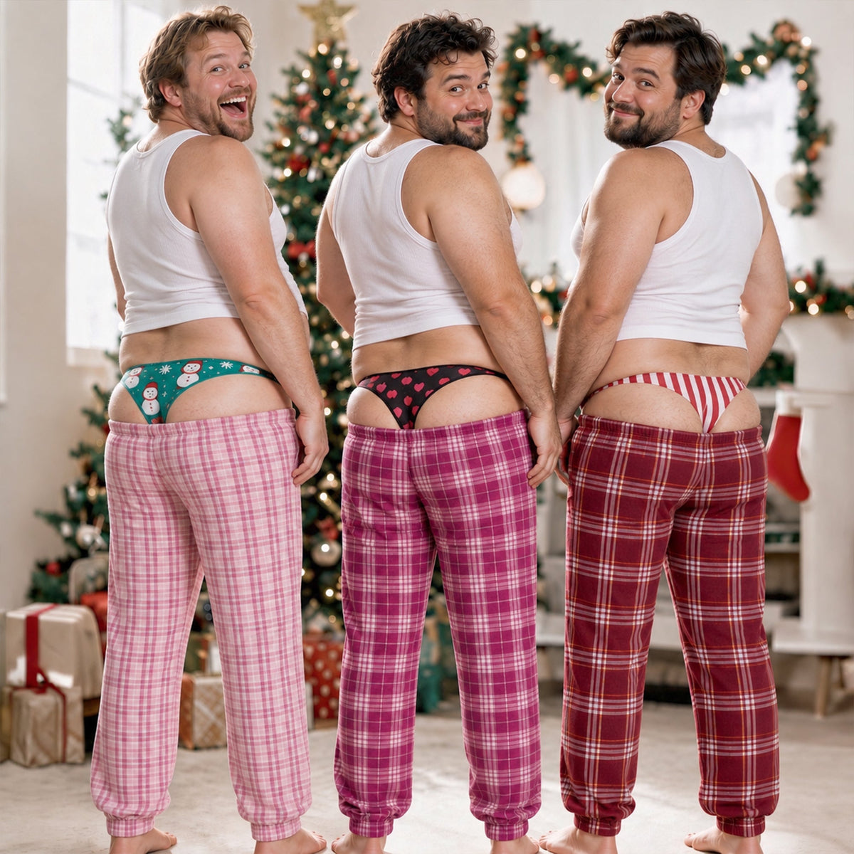 Personalized Funny Christmas Plaid Sweatpants Cheeky Christmas Gift, Unique Gift, Birthday Gift