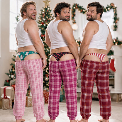 Personalized Funny Christmas Plaid Sweatpants Cheeky Christmas Gift, Unique Gift, Birthday Gift