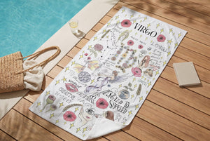 Zodiac Beach Towel Gemini Art Whimsical Summer Cloth Pisces Personalized Birthday Gift Women Astrology Present Daughter