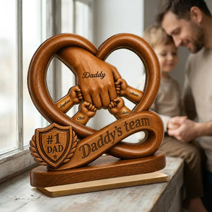 Daddy's Dream Team Fist Bump - Personalized Wooden Plaque - Father's Day Gift for Dad, Husband
