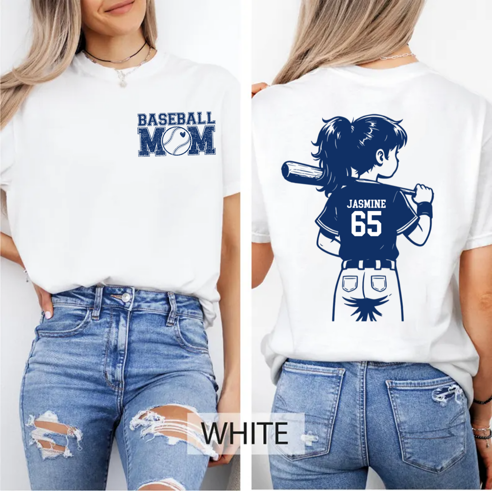 Personalized Baseball Mom Shirt Custom Kids Name & Number Tee lk.png