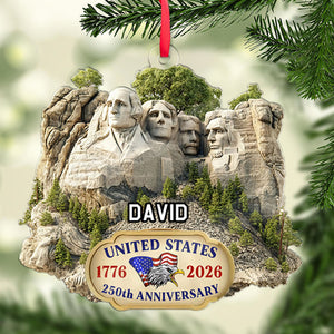 Personalized 250 Years Mount Rushmore Acrylic Ornament | Custom Name USA 250th Christmas Ornament